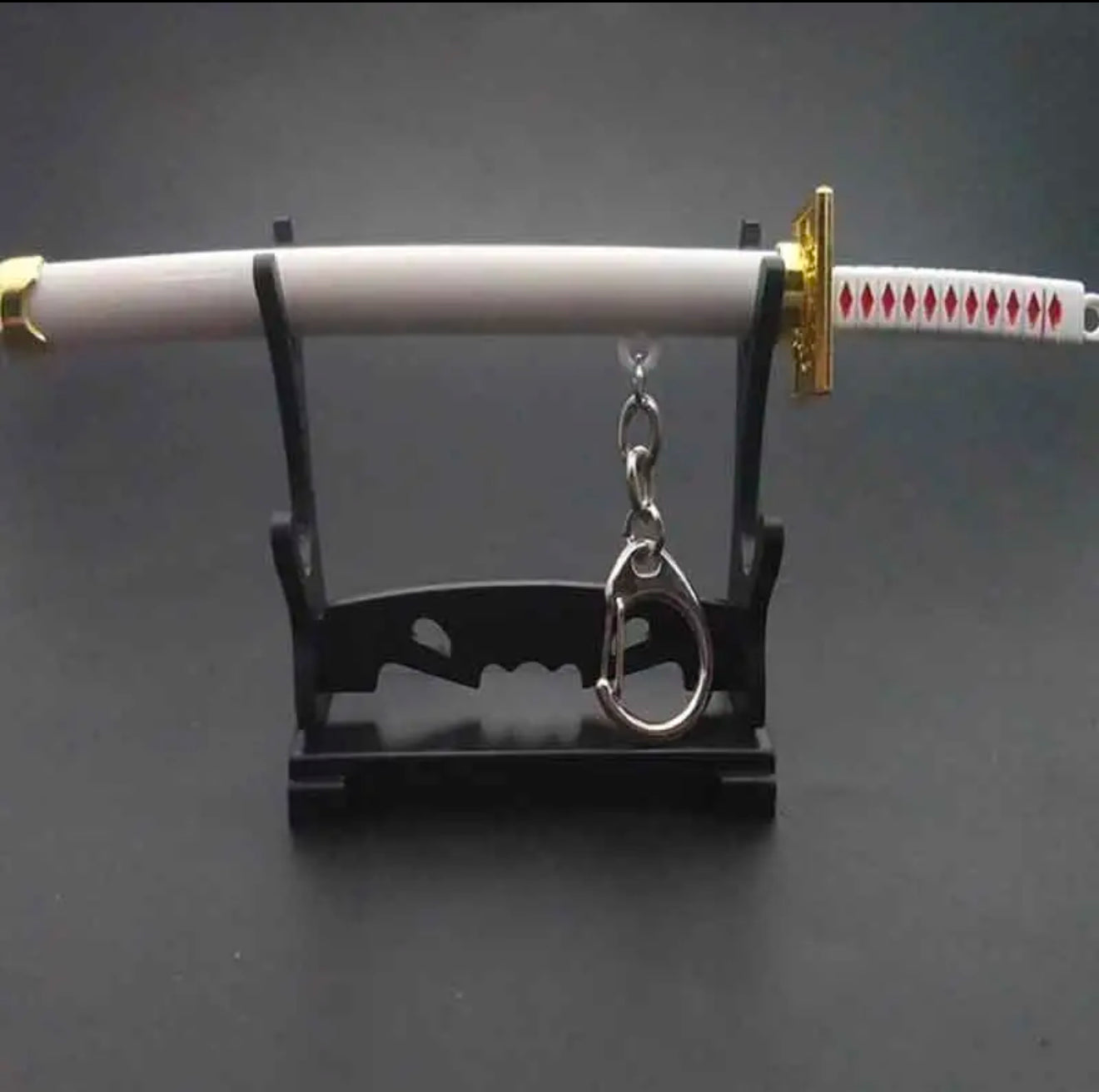 Samurai Sword Keyring with Sheath & Display Stand Letter Opener *VARIOUS COLOURS