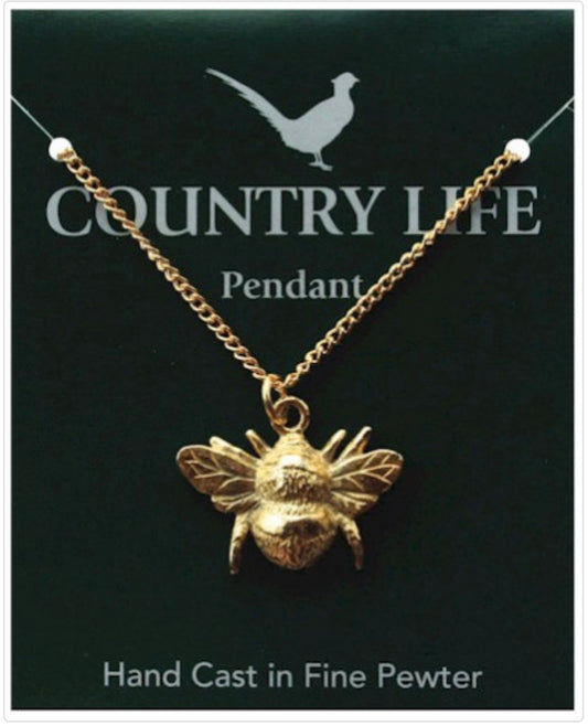 Gold Plated Bumble Bee Pendant Necklace