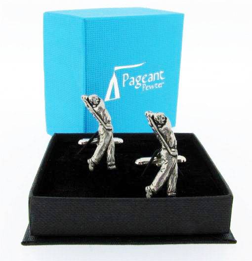 Golf Golfer Silver Pewter Cufflinks