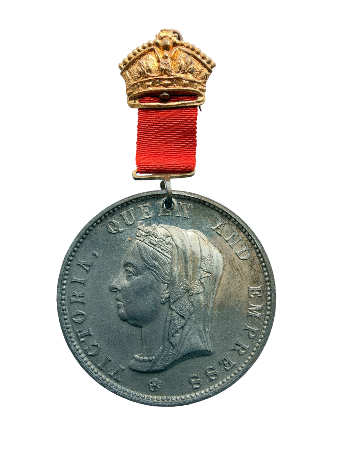 Queen Victoria 1897 Diamond Jubilee Commemorative Crown & Ribbon Suspension Medal