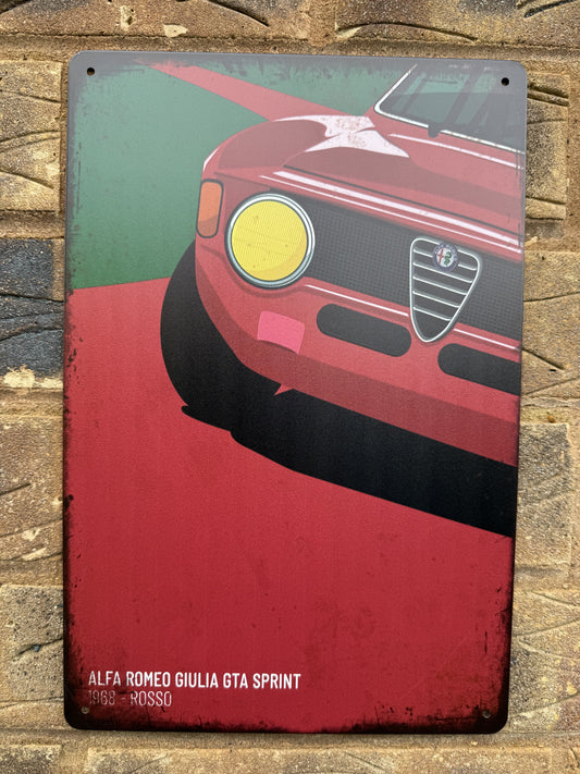 Alfa Romeo Giulia GTA Wall Plaque Vintage Retro Man Cave Shed Garage Rusty Sign SIZE LARGE 20x30cm