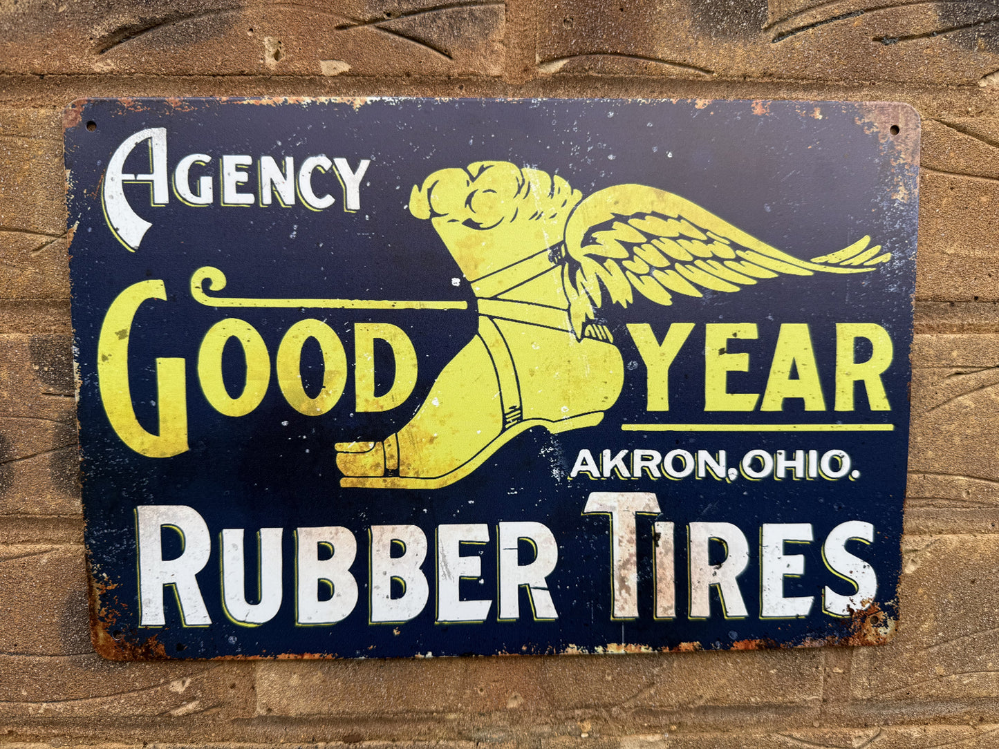 Good Year Tyres Advertising Wall Plaque Vintage Retro Man Cave Shed Garage Rusty Sign SIZE LARGE 20x30cm