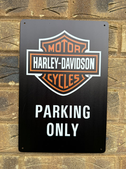 Harley Davidson Parking Only Wall Plaque Vintage Retro Man Cave Shed Garage Rusty Sign SIZE LARGE 20x30cm