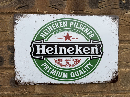 Heineken Drink Advertising Wall Plaque Vintage Retro Man Cave Shed Garage Rusty Sign SIZE LARGE 20x30cm