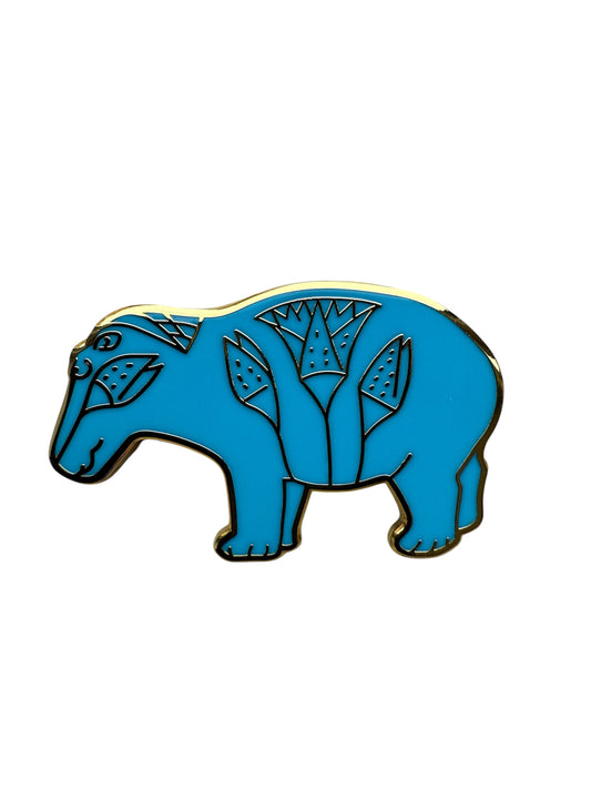 Egyptian Hippo Enamel Pin Badge Hippopotamus