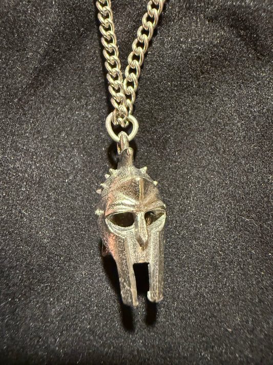 Roman Spanish Helmet Pendant With Silver Chain In Gift Bag