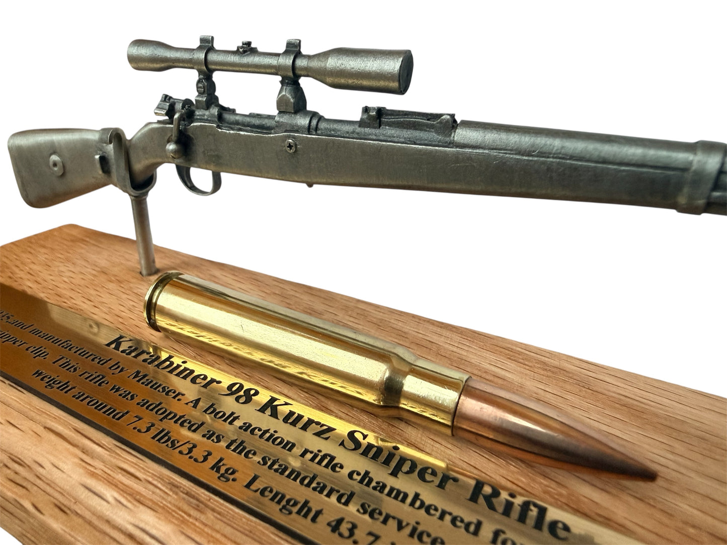 WW2 German K98 Sniper Rifle World War 2 1/6 Mini English Pewter Gun Desk Display