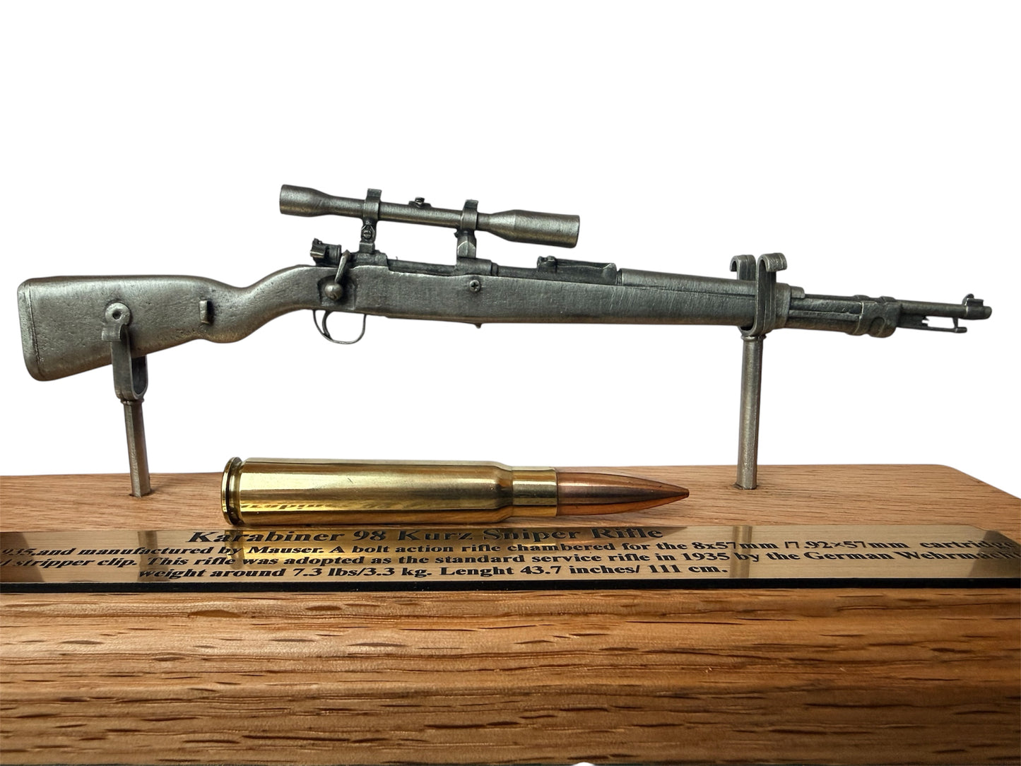 WW2 German K98 Sniper Rifle World War 2 1/6 Mini English Pewter Gun Desk Display