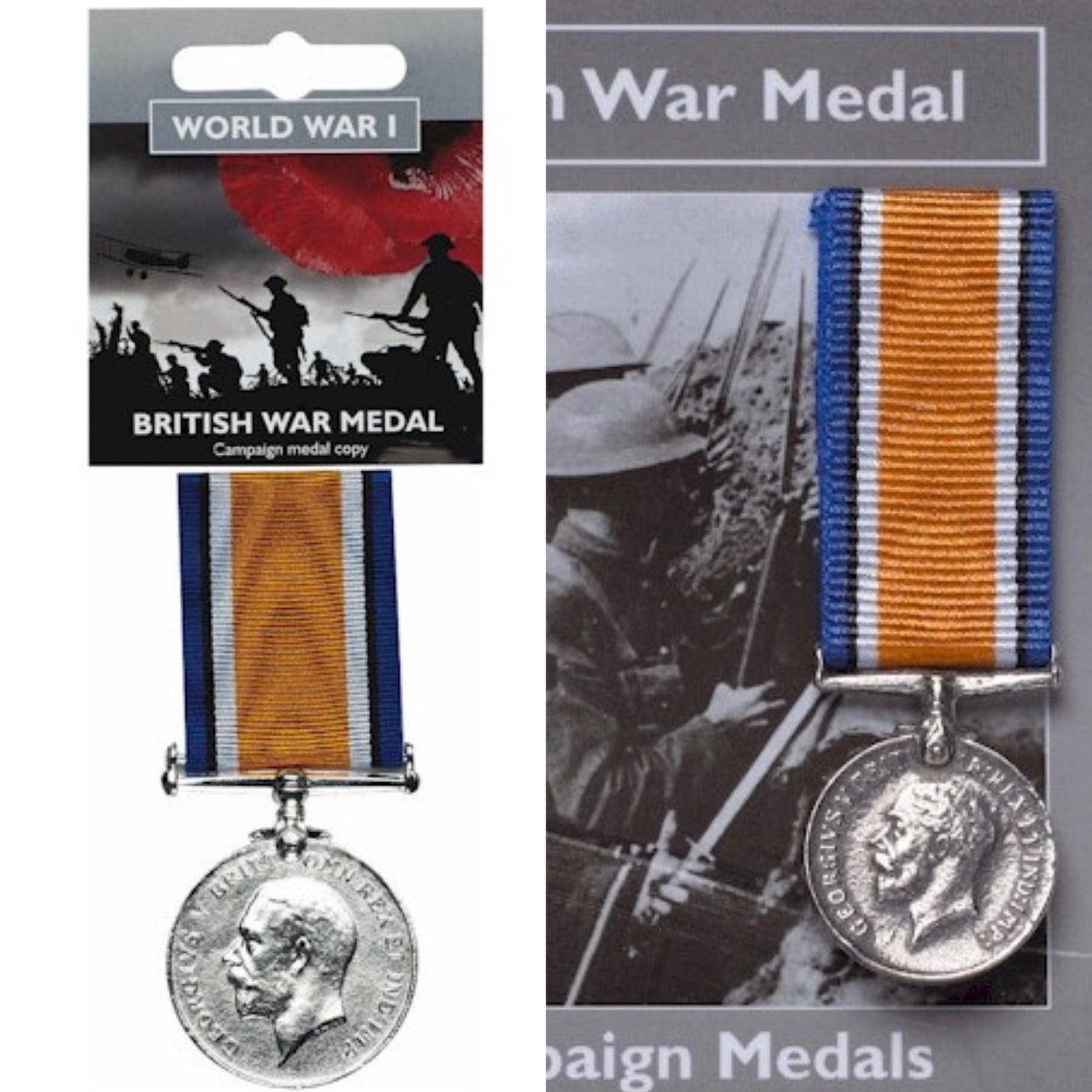 World War 1 British War Campaign Medal WW1  - Miniature & Full Size Reproduction