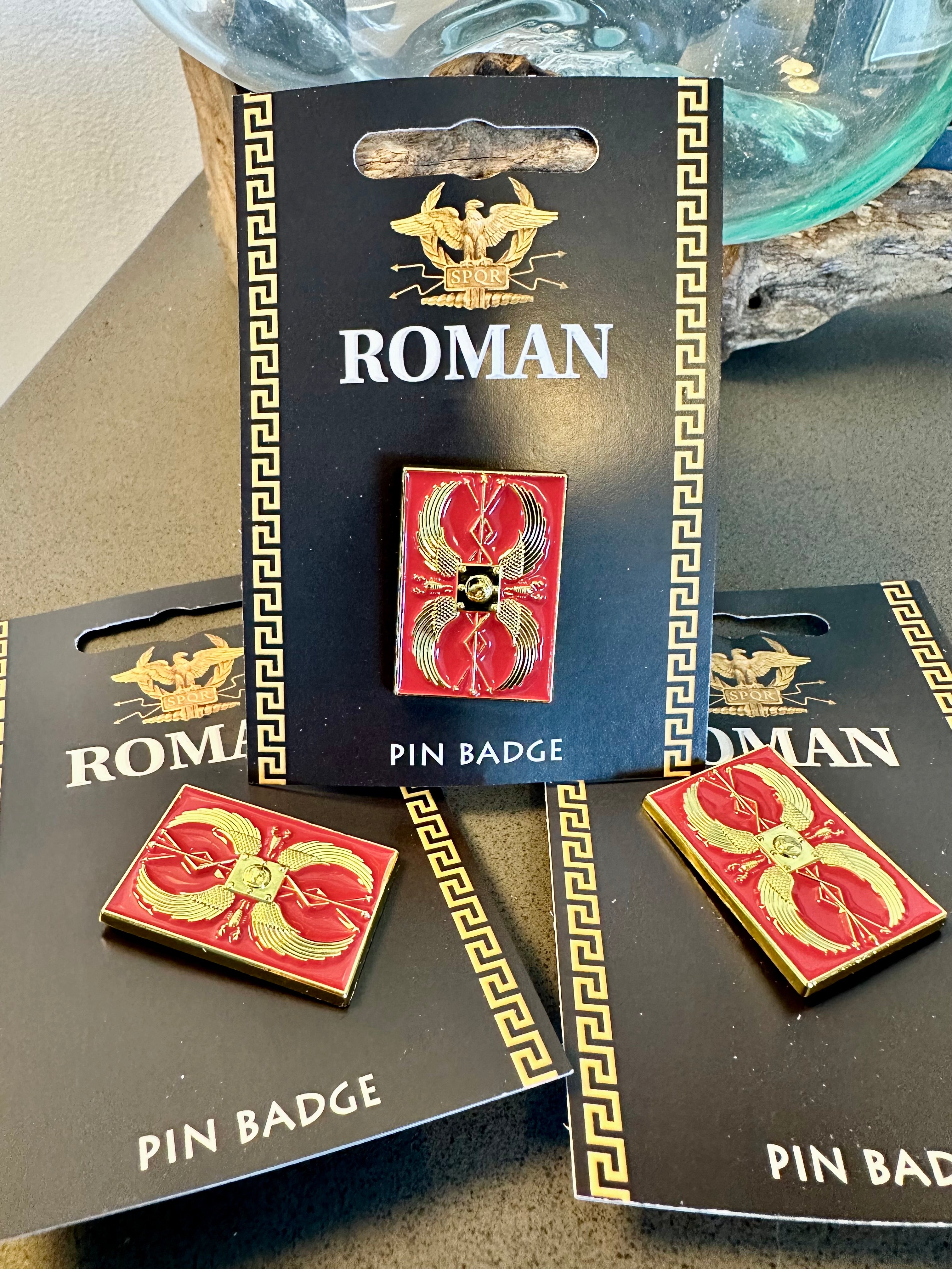 Roman Infantry Shield Enamelled Pin Badge – History In Your Hands