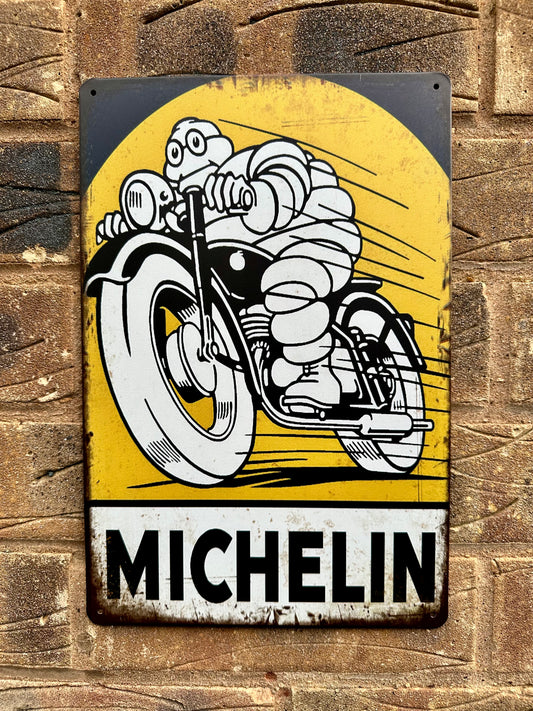 Michelin Man Motorbike Tyre Wall Plaque Vintage Retro Man Cave Shed Garage Rusty Sign SIZE LARGE 20x30cm